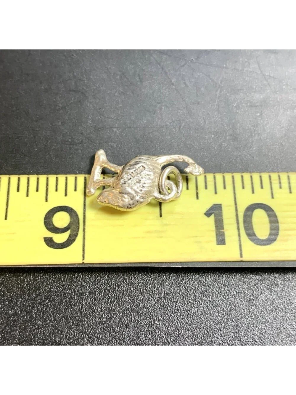 Textured Sterling Silver 925 Ostrich Dangle Charm Size 0.75'' Length